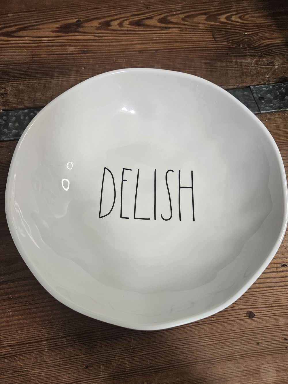 Rae Dunn White "Delish" Melamine Serving Bowl